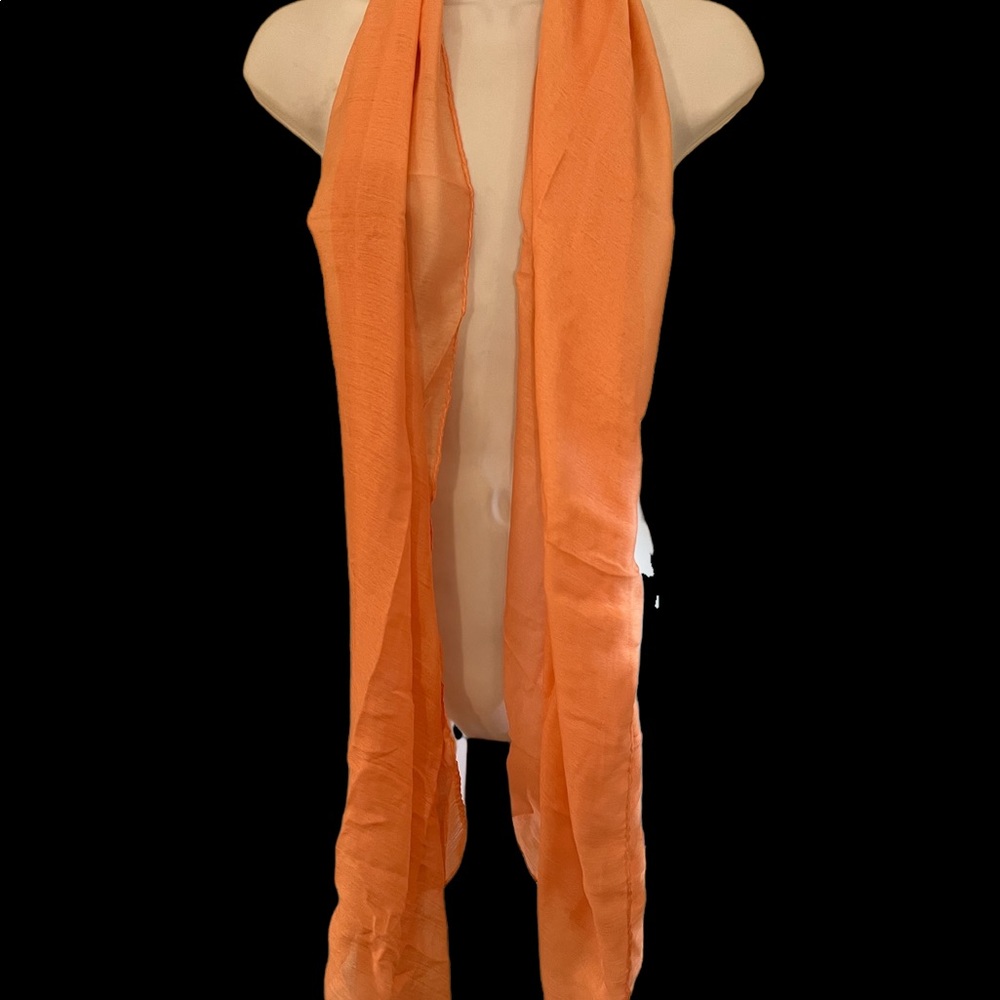 GORGEOUS ORANGE LONG COTTON SCARF BY THE FLAWSOME WOMAN.
